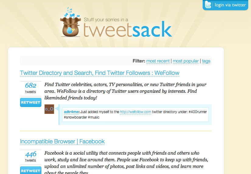 Tweet Sack